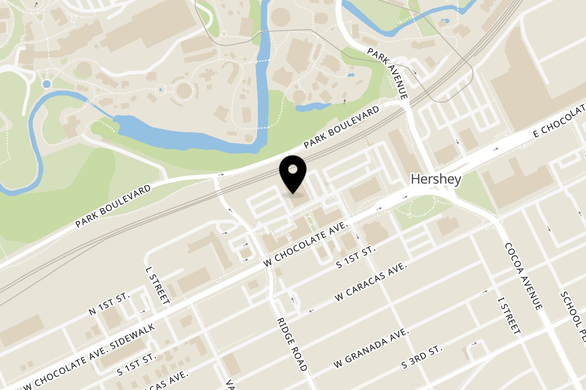 Map showing the location of MKT Tacos on 121 Towne Square Dr in Hershey